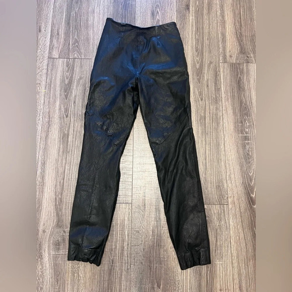 Vintage Leather Renditions By Sandi Black Leggings Size 6 Genuine Leather Pants - Picture 6 of 9